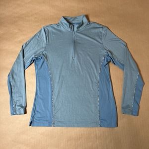 PETER MILLAR 1/4 ZIP ACTIVE GOLF SUN PULLOVER SHIRT WICKING UPF‎ 50+ BLUE LARGE